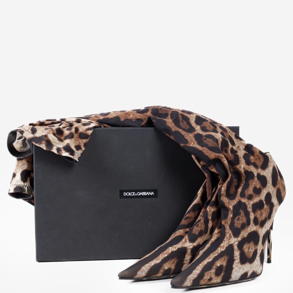 Dolce and Gabbana KIM Leopard Print Thigh-High Boots - Picture 11 of 12